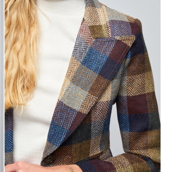 Smythe Birkin Blazer in Peri Lumberjack Check Women’s Size 6 - Picture 5 of 15